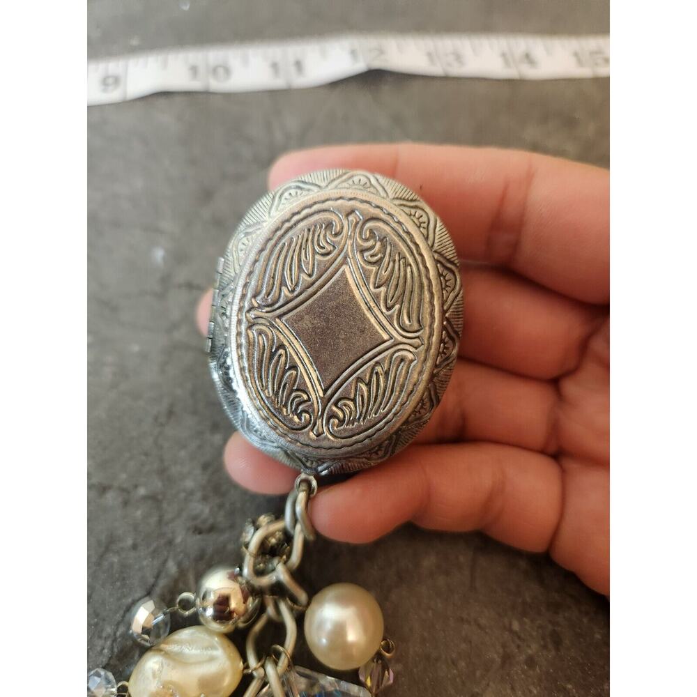 Vintage Beaded Pearl Necklace Locket‎ - Picture 3 of 5
